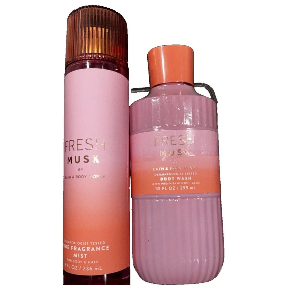 Bath & Body Works Fresh Musk Fine Fragrance Mist & Body Wash - 2 Piece